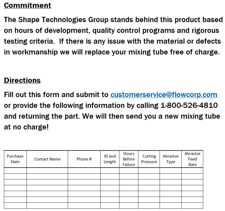 DELTA Standard Waterjet Mixing Tube for Paser® ECL & Paser® 4