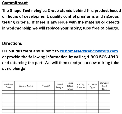 DELTA NXT Premium Waterjet Mixing Tube for Paser® ECL & Paser® 4